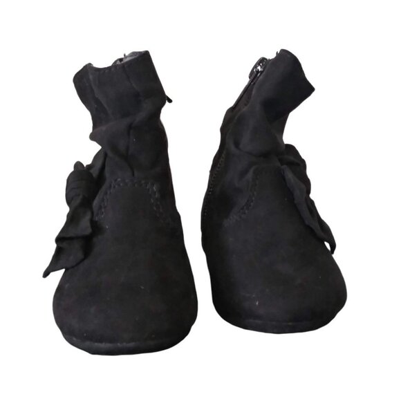 Wonder Nation Infant Black Side Zip Slouch Boots With Bow Detail Size 3 - Picture 4 of 10